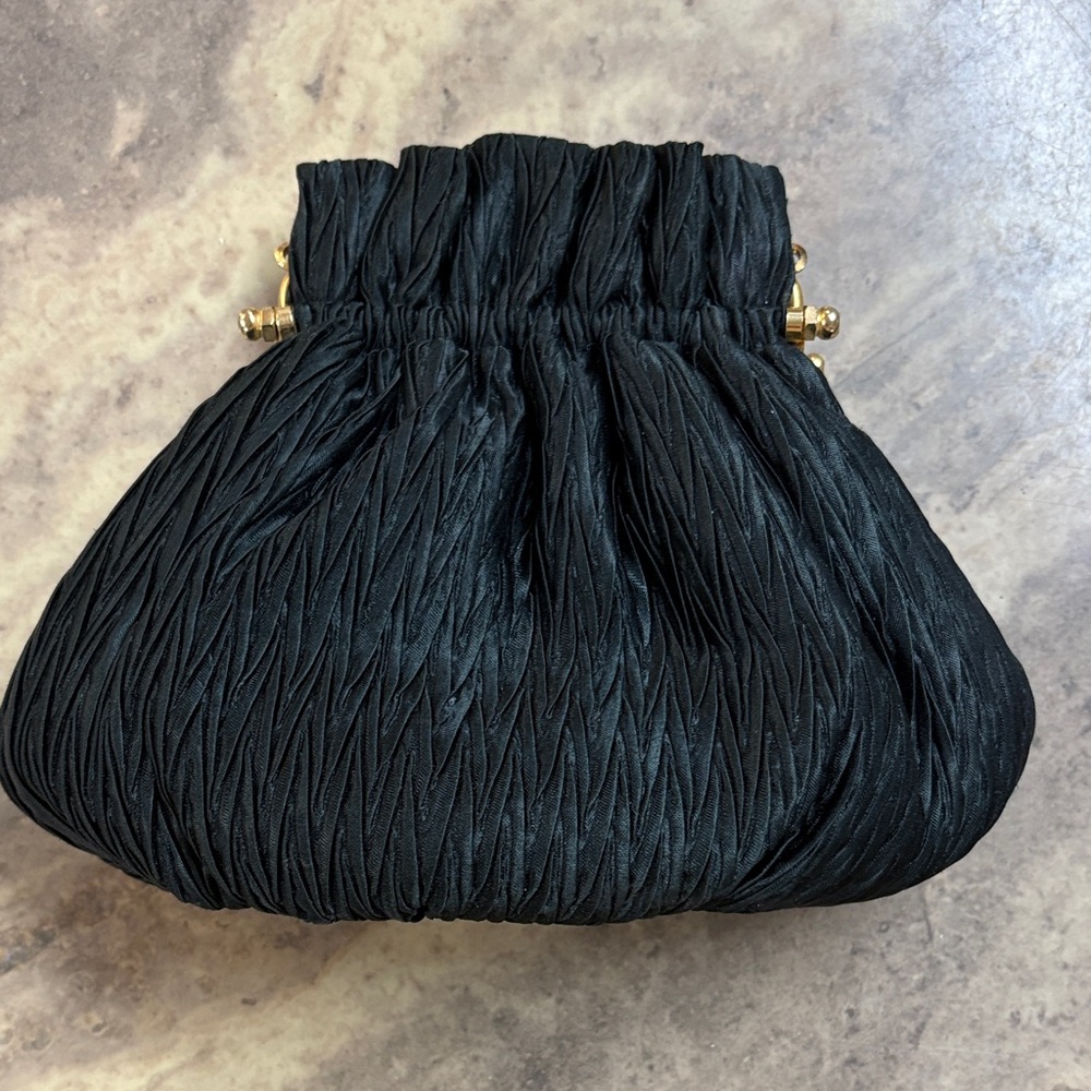 Vanessa Black Pleated Clutch callout